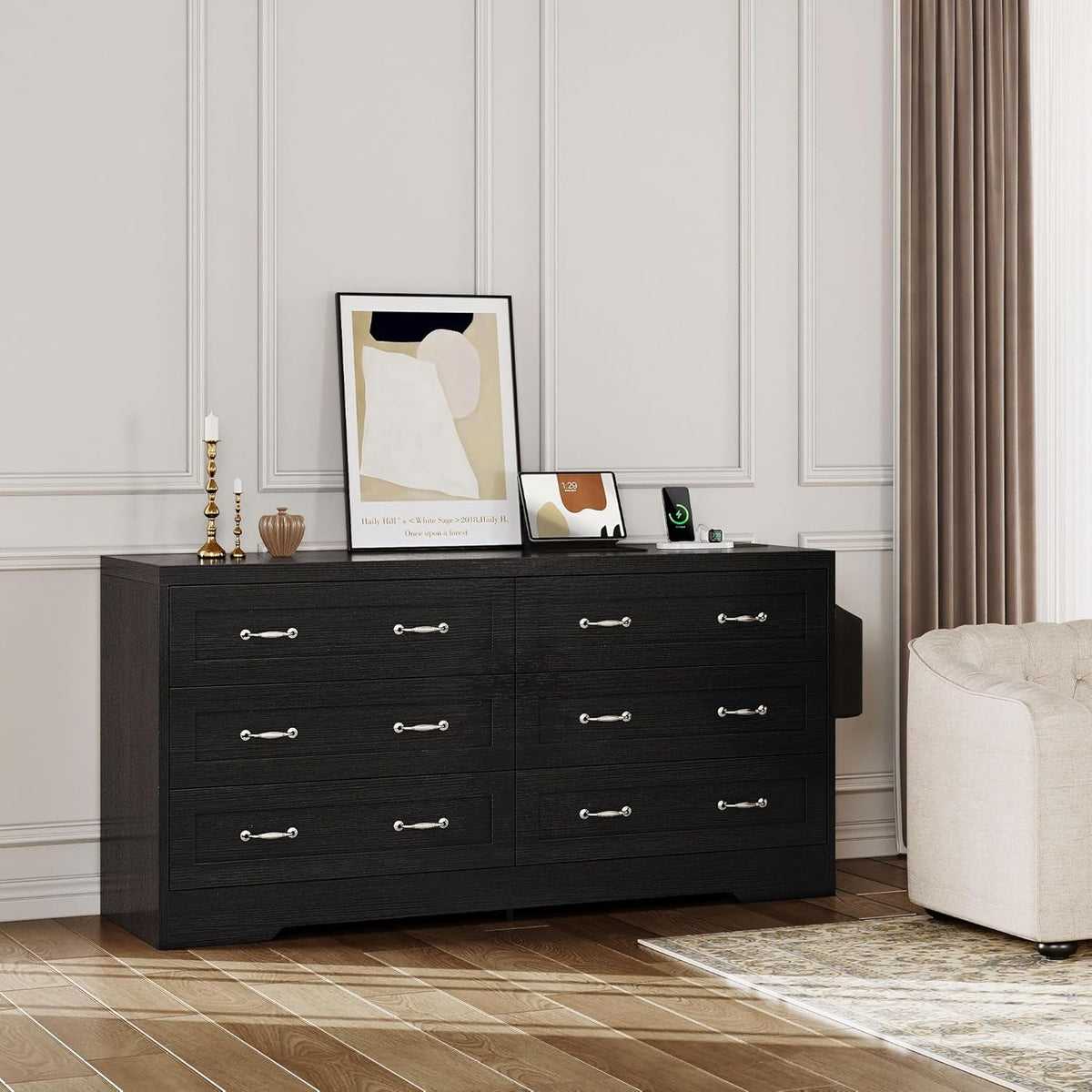 65 Inch TV Stand With Power Outlets And Entertainment Console