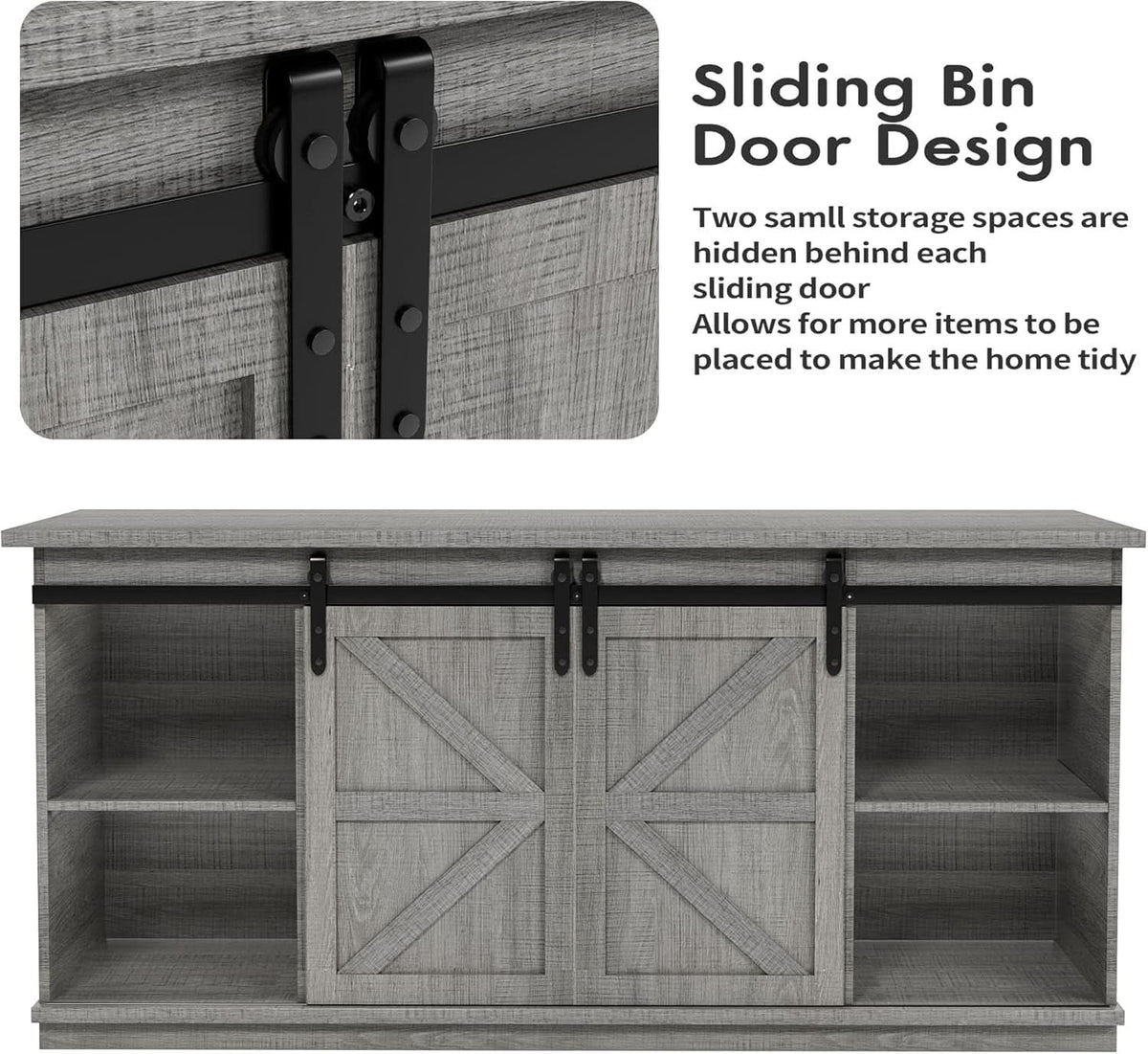 65 Inch TV Stand With Sliding Barn Doors Media Console