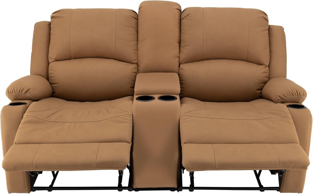 65 Inch Wall Hugger Double Recliner RV Sofa With Console