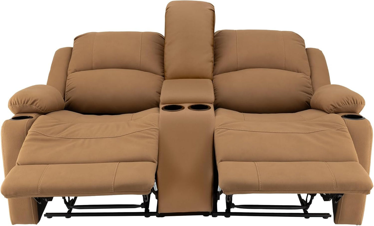 65 Inch Wall Hugger Double Recliner RV Sofa With Console