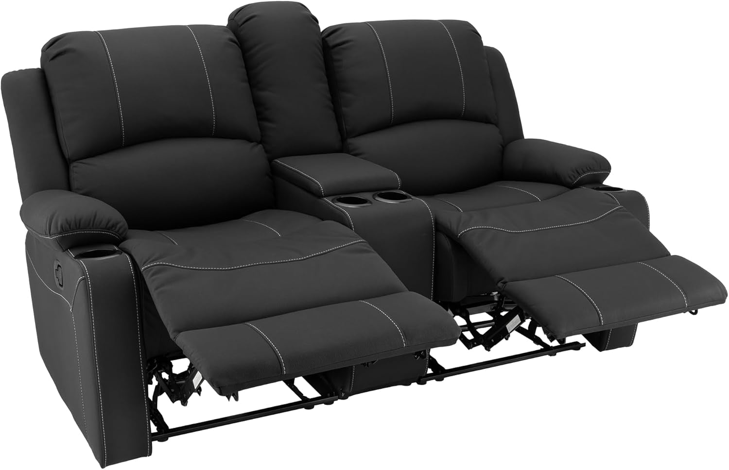 65 Inch Wall Hugger RV Recliner Sofa Console Black