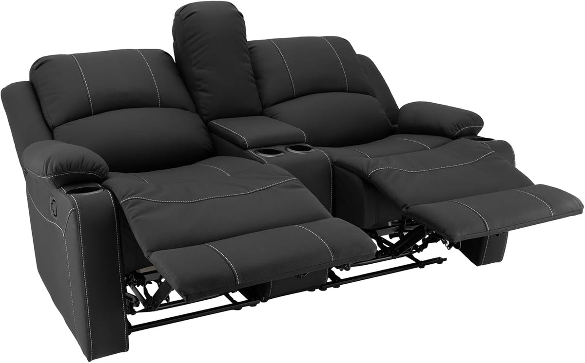 65 Inch Wall Hugger RV Recliner Sofa Console Black