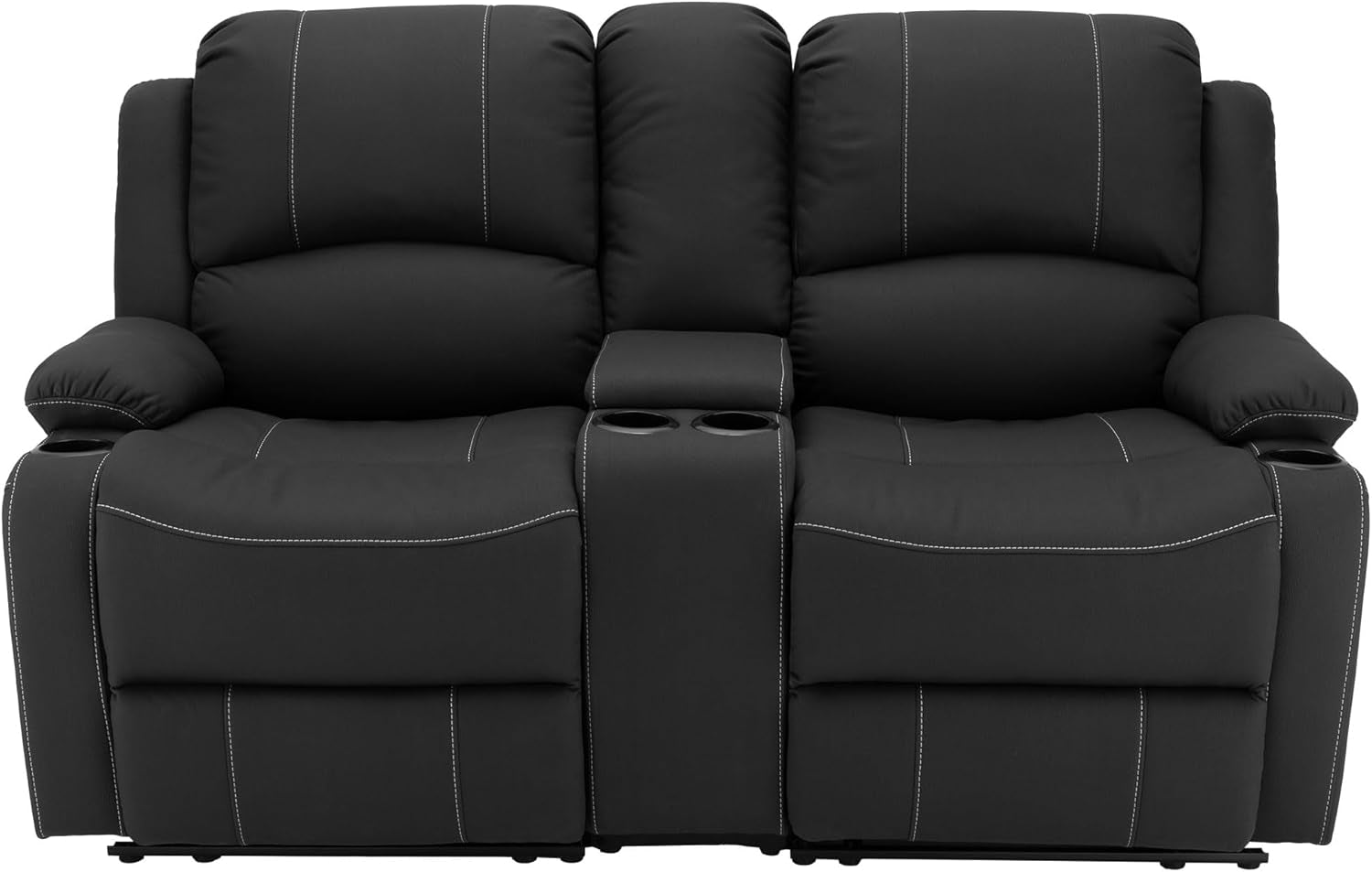 65 Inch Wall Hugger RV Recliner Sofa Console Black