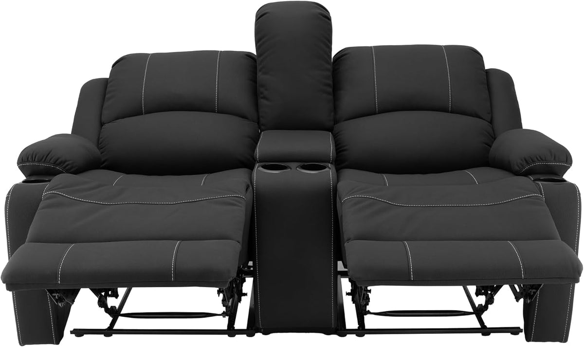 65 Inch Wall Hugger RV Recliner Sofa Console Black
