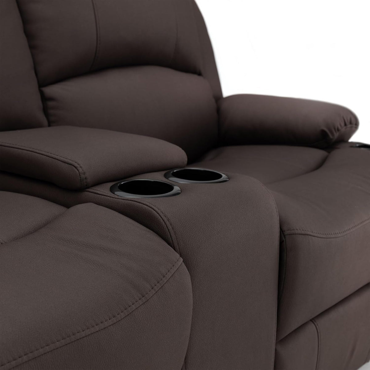 65 Inch Wall Hugger RV Recliner Sofa With Console Chocolate