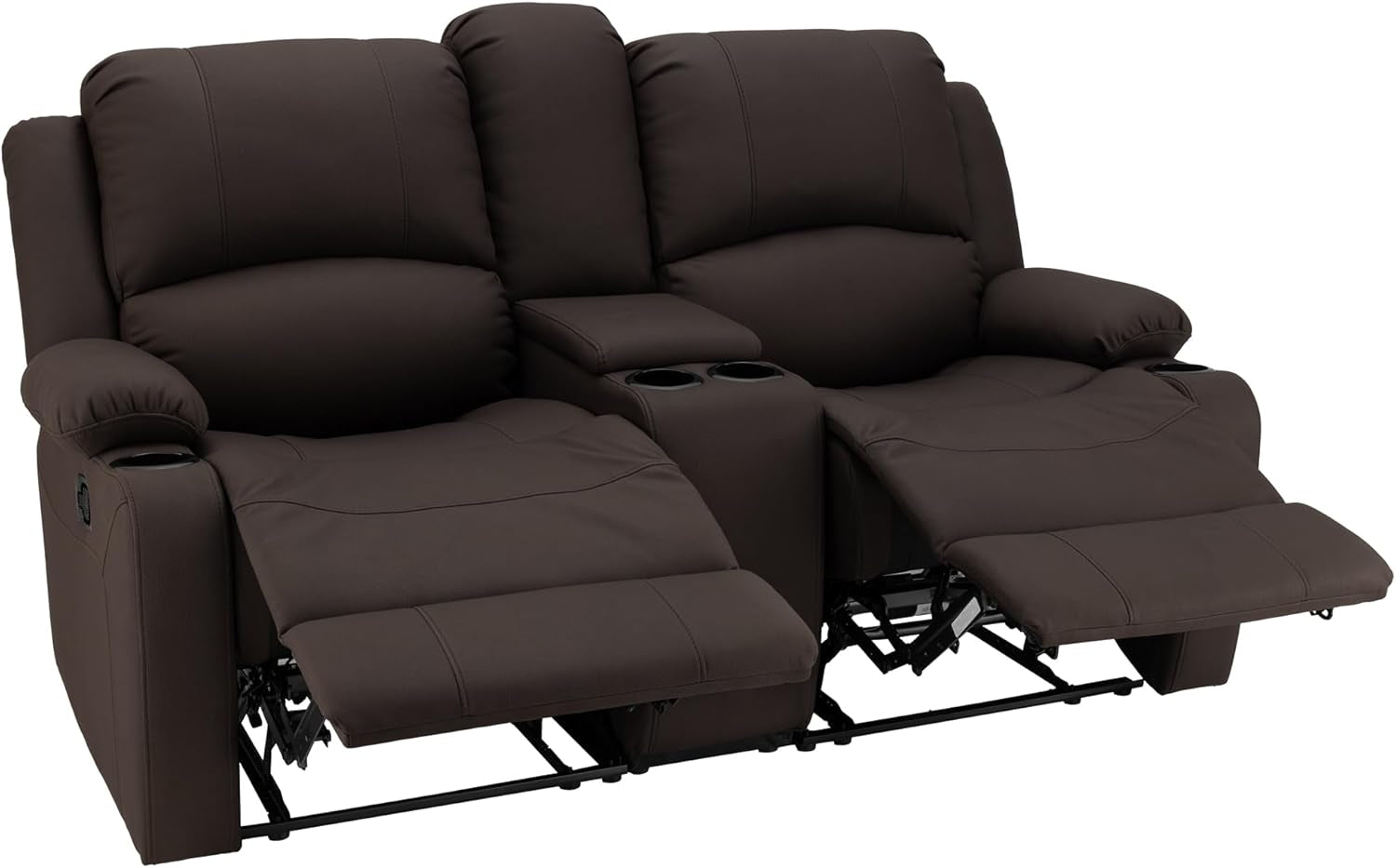 65 Inch Wall Hugger RV Recliner Sofa With Console Chocolate