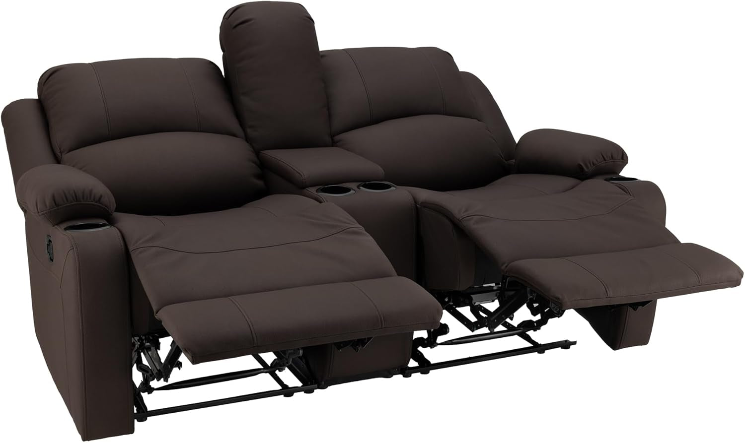 65 Inch Wall Hugger RV Recliner Sofa With Console Chocolate