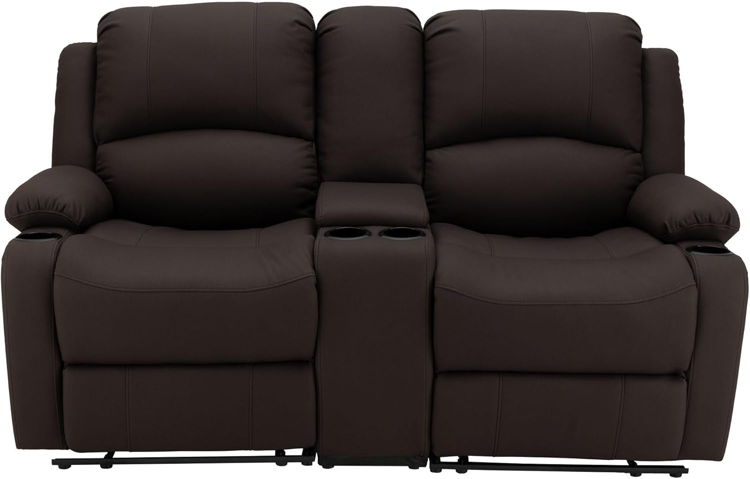 65 Inch Wall Hugger RV Recliner Sofa With Console Chocolate