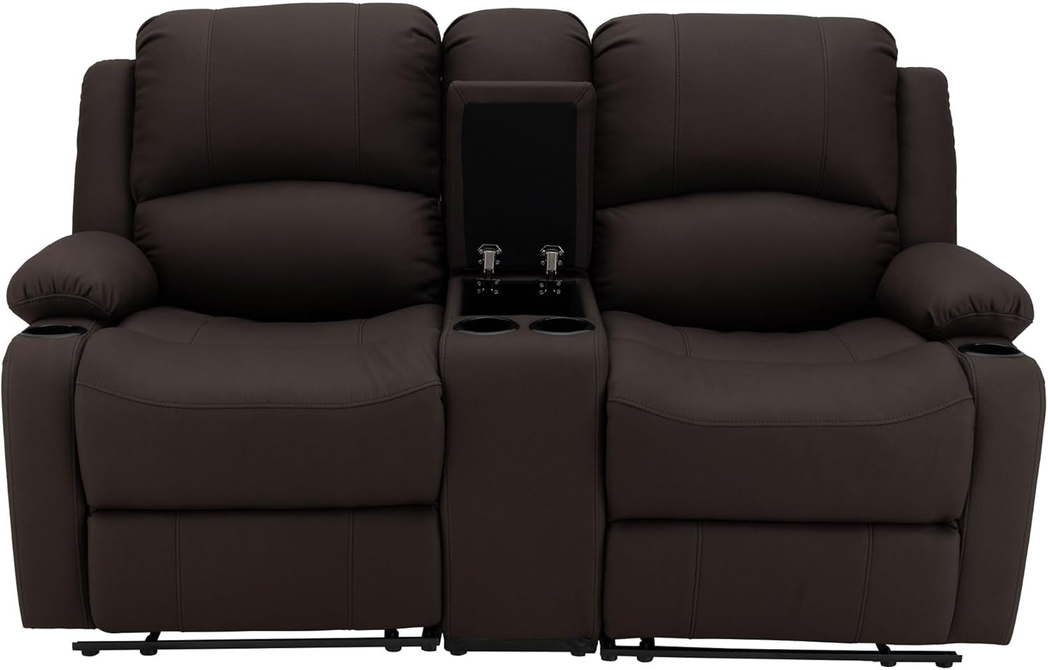 65 Inch Wall Hugger RV Recliner Sofa With Console Chocolate