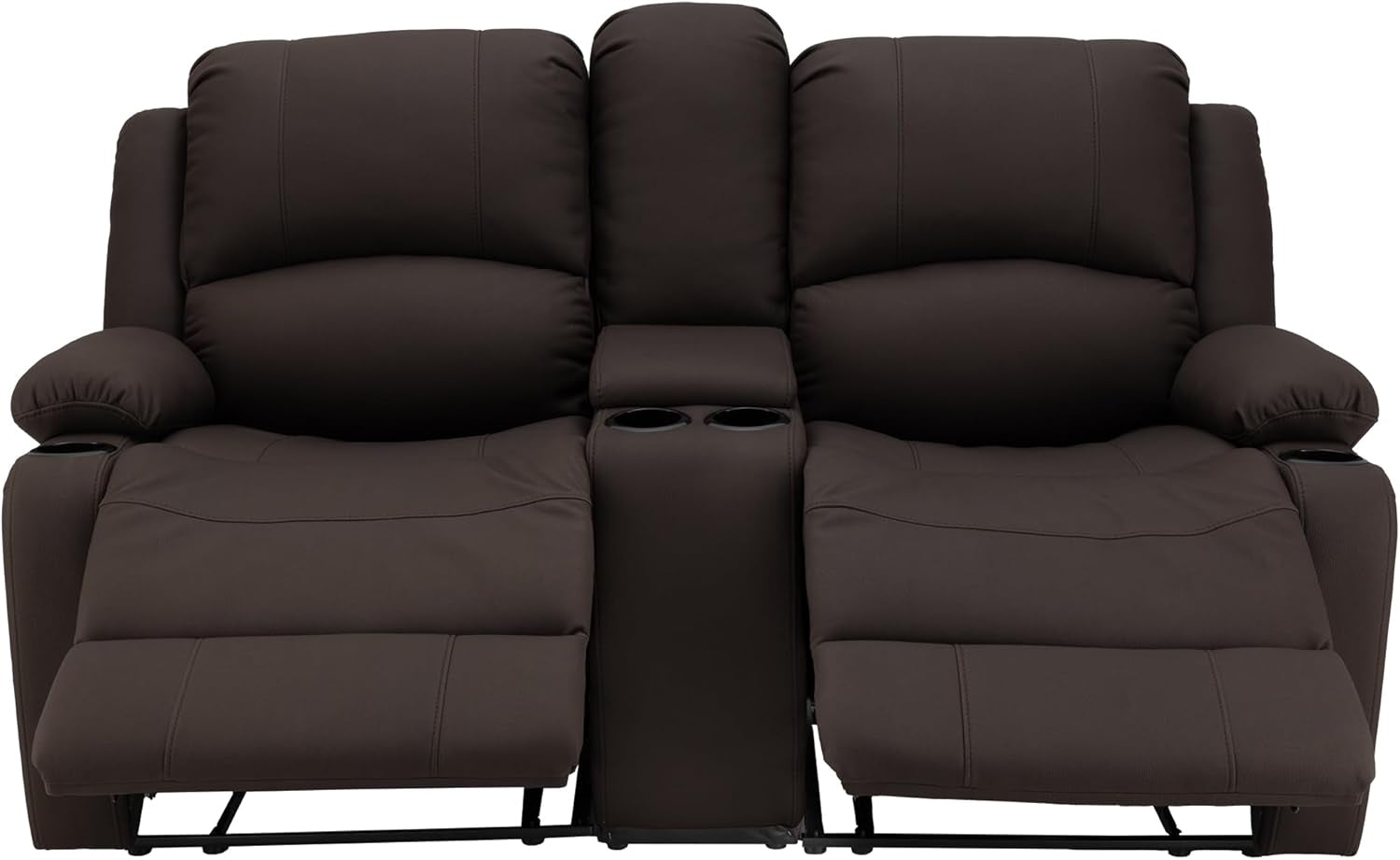 65 Inch Wall Hugger RV Recliner Sofa With Console Chocolate
