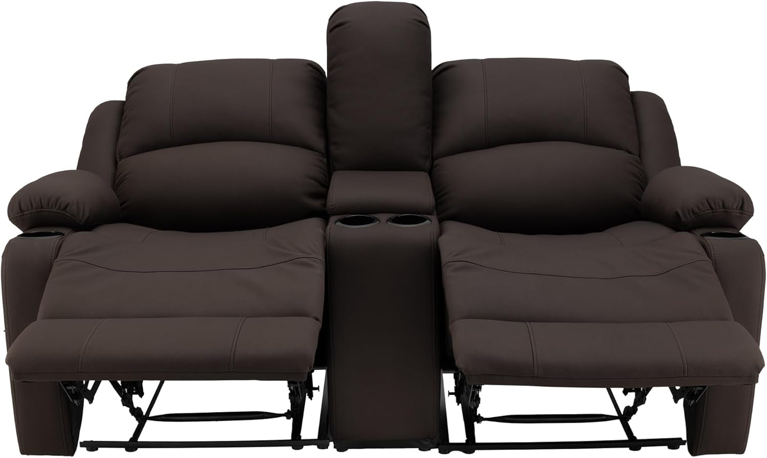 65 Inch Wall Hugger RV Recliner Sofa With Console Chocolate