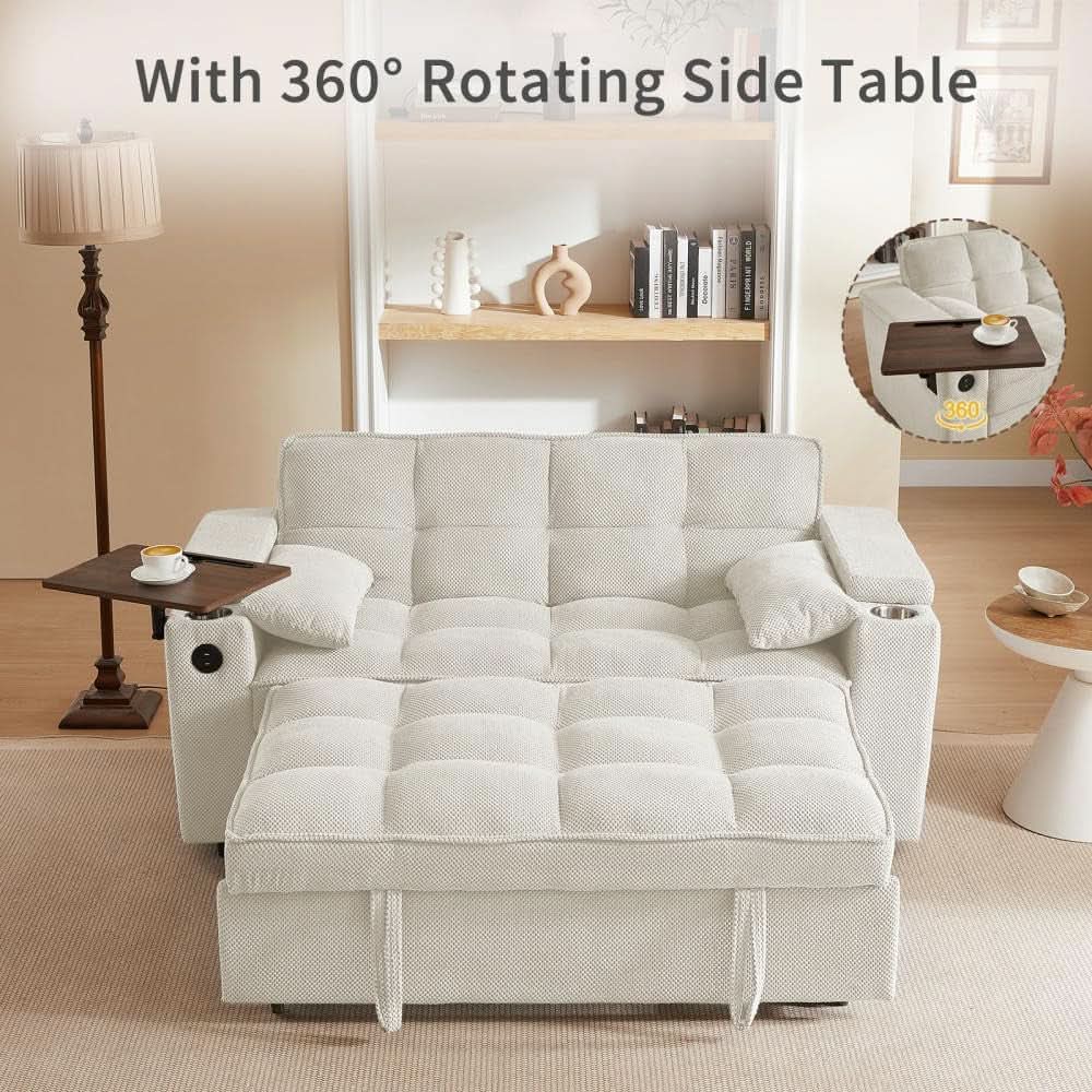 65Inch Convertible Sleeper Sofa With Adjustable Backrest