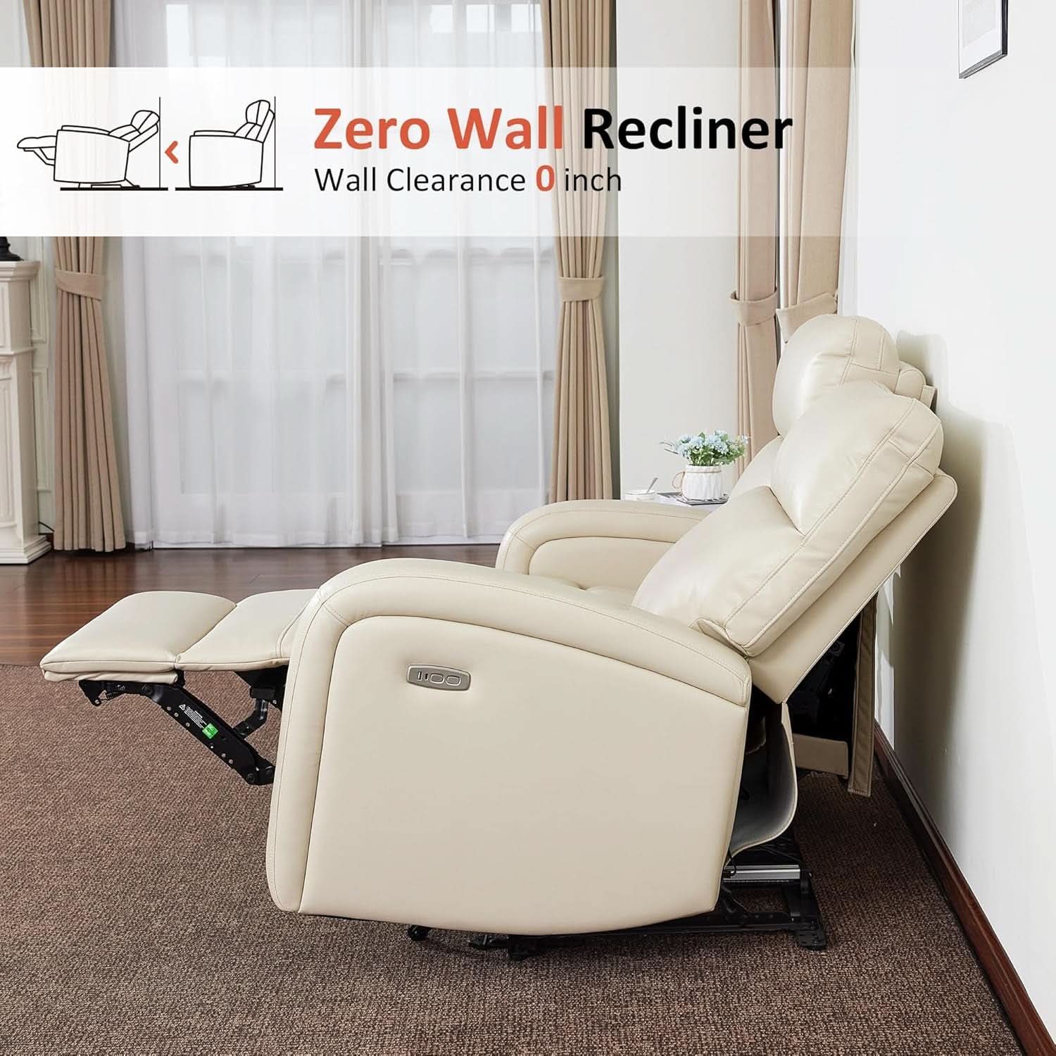 65.7-Inch Zero Wall Recliner Loveseat With Console