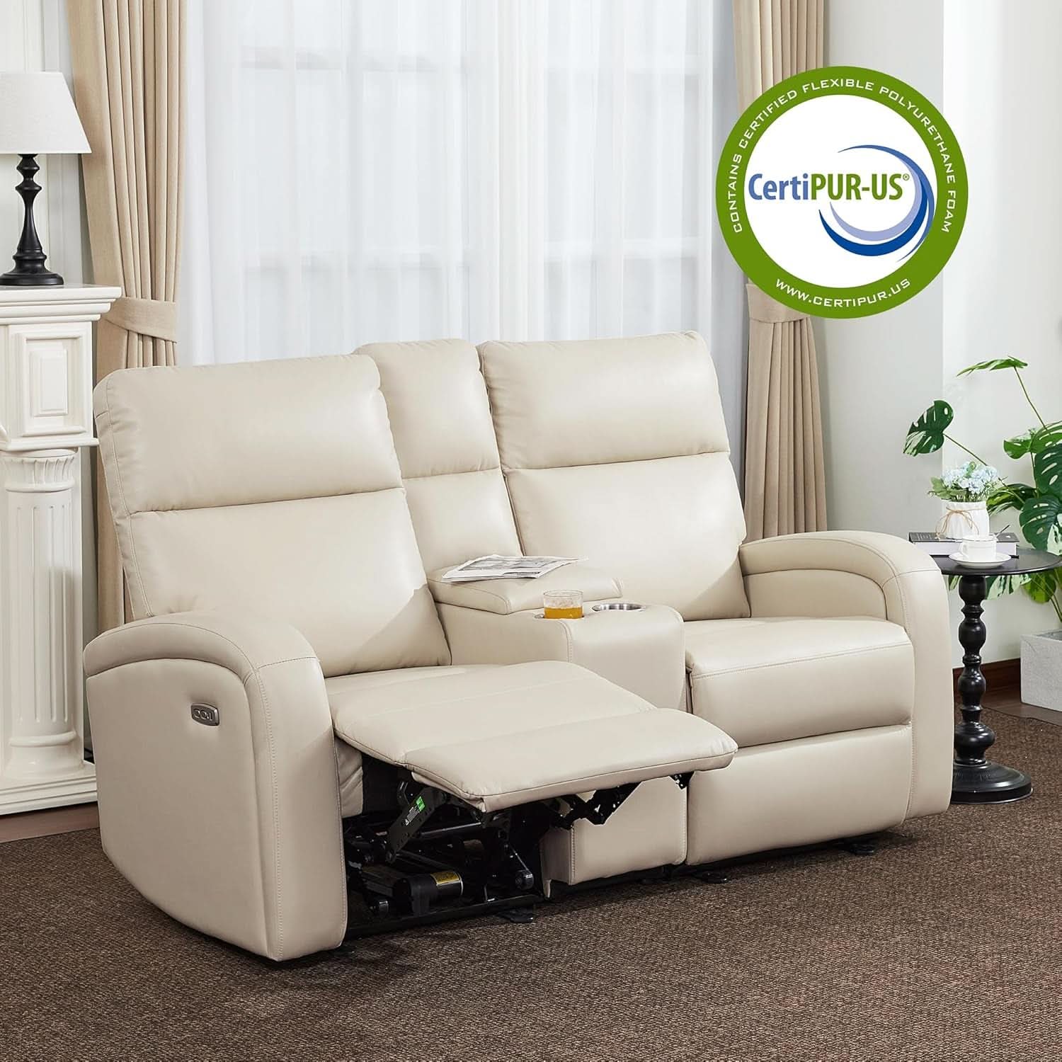 65.7-Inch Zero Wall Recliner Loveseat With Console