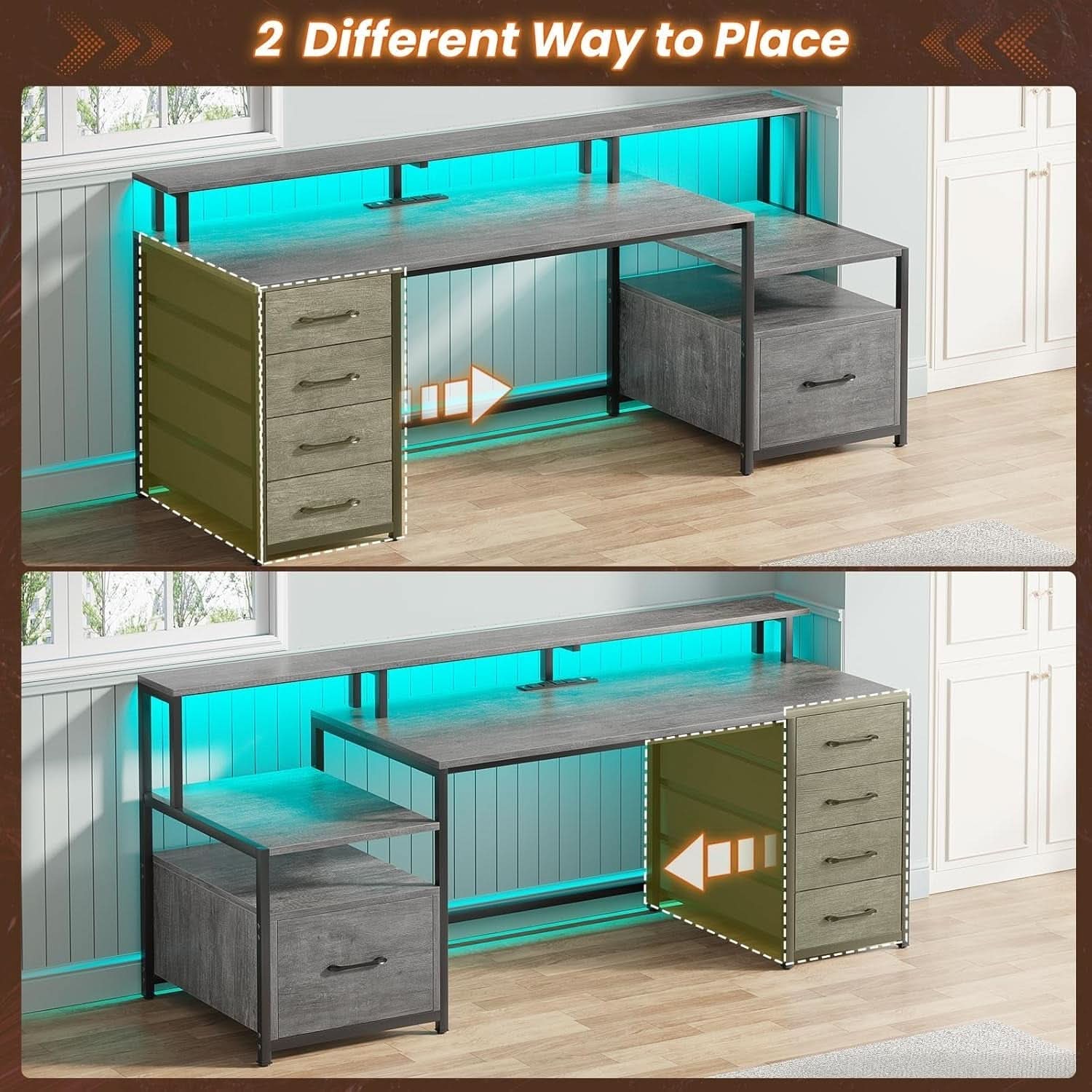 66 Inch Home Office Desk With File Drawer For Computer
