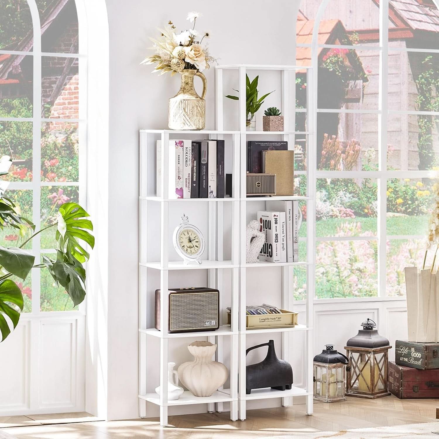 66 Inch Tall Bookshelf 6 Tier Slim Storage Display