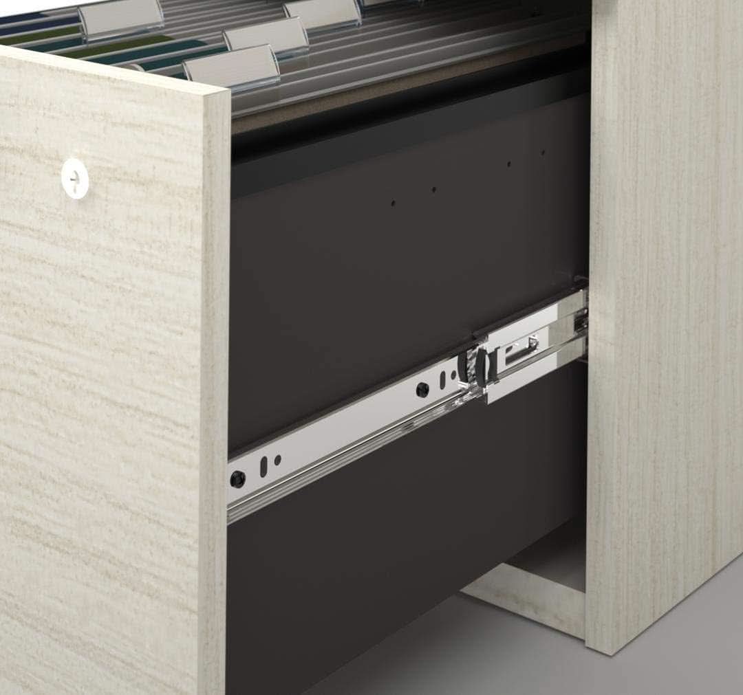 66W White Chocolate L Shaped Executive Desk With Hutch