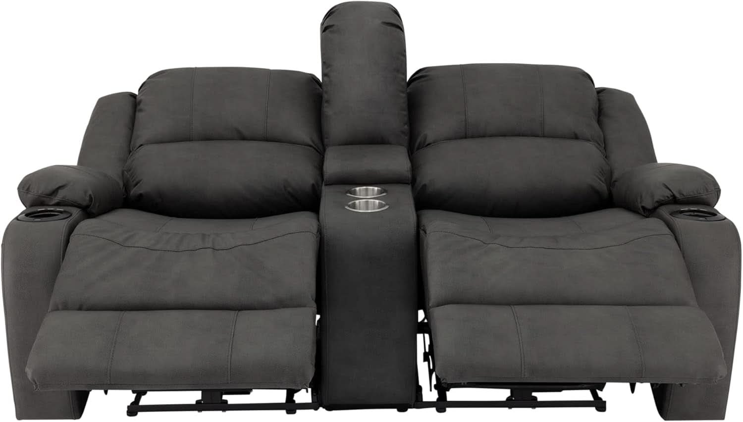 67 Inch Powered Wall Hugger Recliner Sofa Gunmetal Fabric