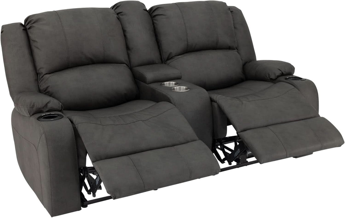 67 Inch Powered Wall Hugger Recliner Sofa Gunmetal Fabric