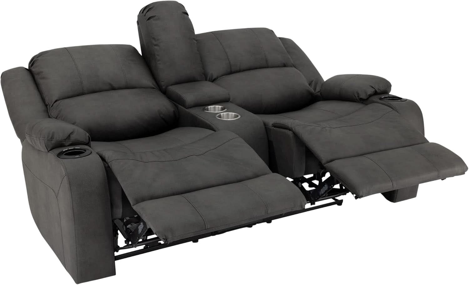 67 Inch Powered Wall Hugger Recliner Sofa Gunmetal Fabric