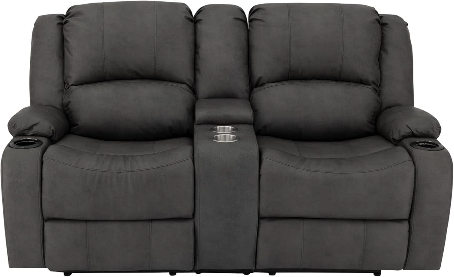 67 Inch Powered Wall Hugger Recliner Sofa Gunmetal Fabric