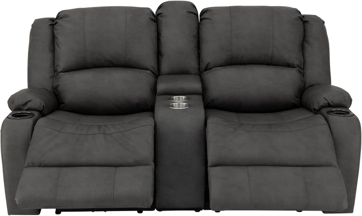 67 Inch Powered Wall Hugger Recliner Sofa Gunmetal Fabric