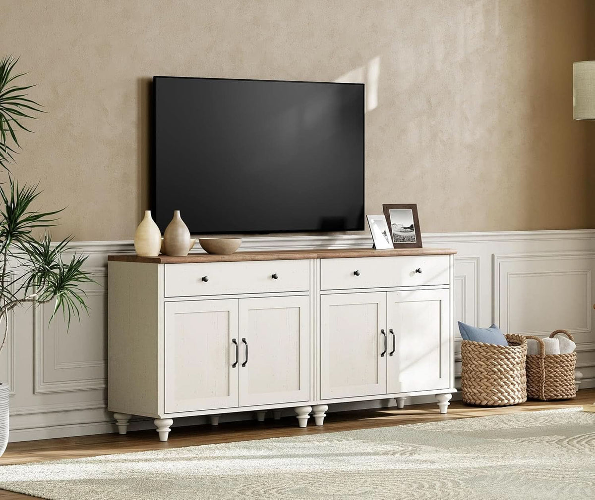 68 Inch Buffet Cabinet With Storage Modern Farmhouse