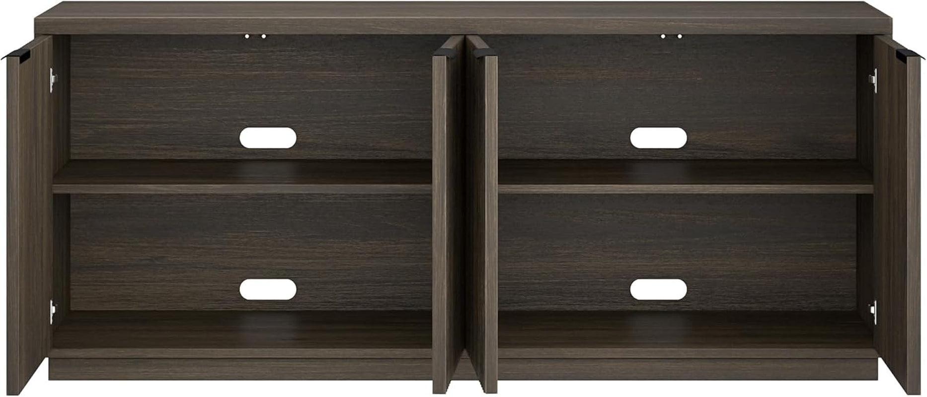 68 Inch Fluted Sideboard Buffet With Cable Management Alder Brown Finish