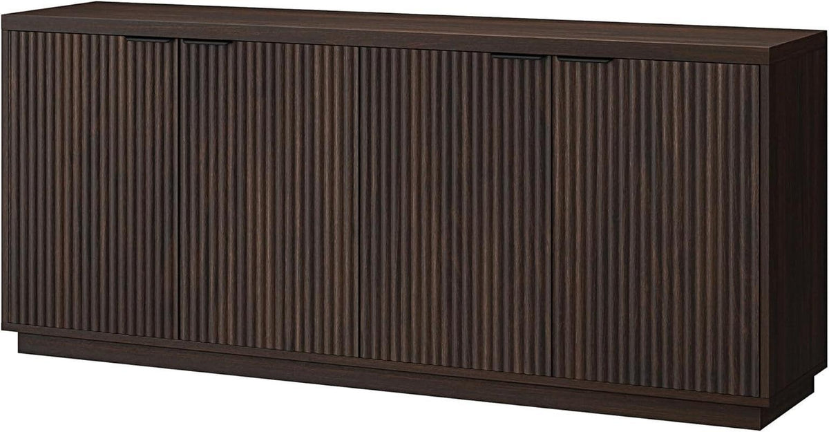 68 Inch Fluted Sideboard Buffet With Cable Management Alder Brown Finish