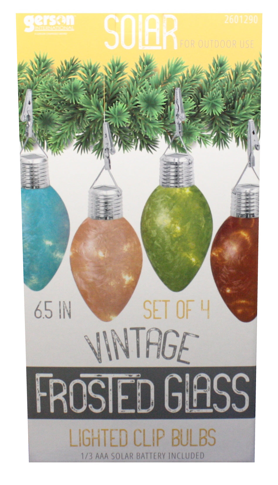 6.5 Inch Solar Lighted Frosted Bulb 4 Piece Set