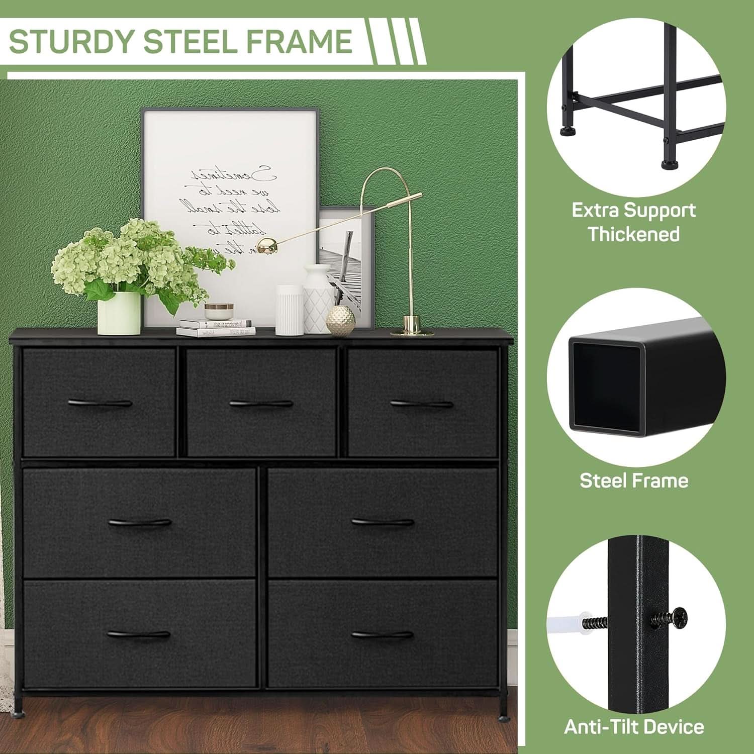 7 Drawer Dresser And TV Stand For 45 Inch TV Bedroom