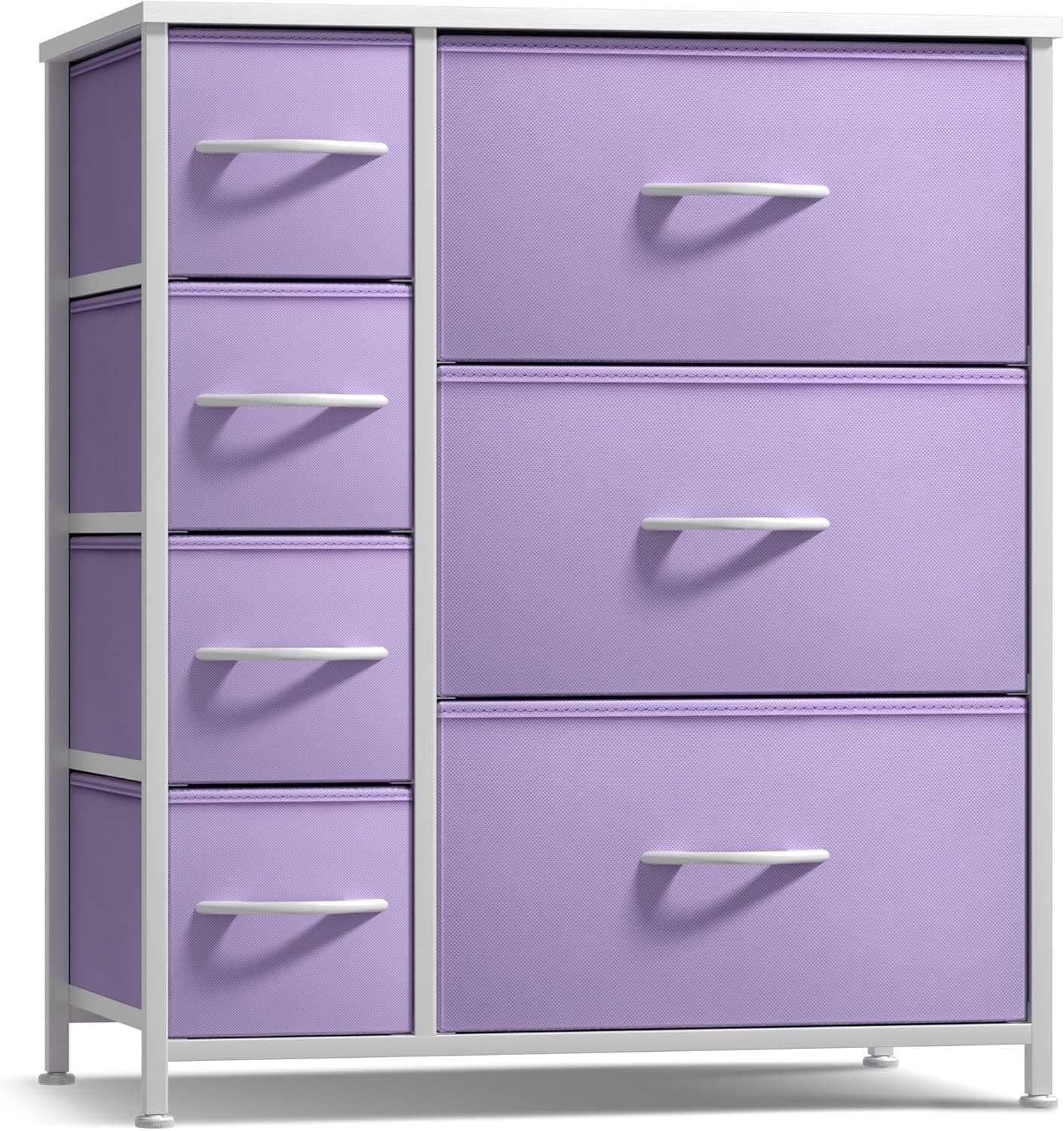 7 Drawer Dresser In Pastel Purple For Kids Clothes Storage