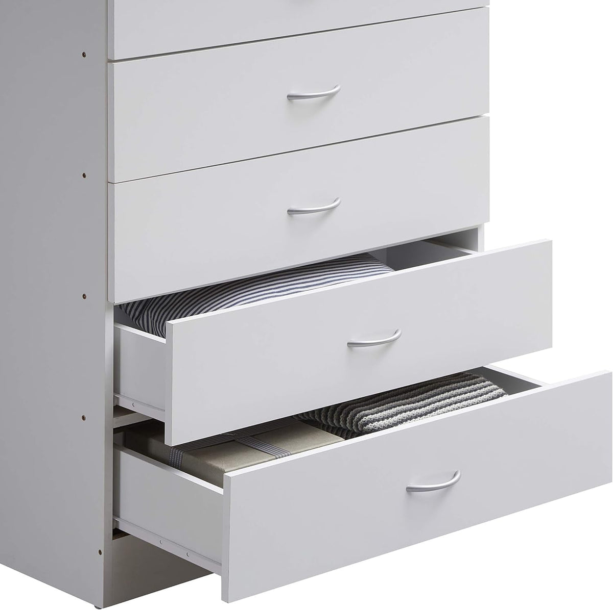 7 Drawer Wood Dresser 31.5 Inch Wide White Bedroom Storage
