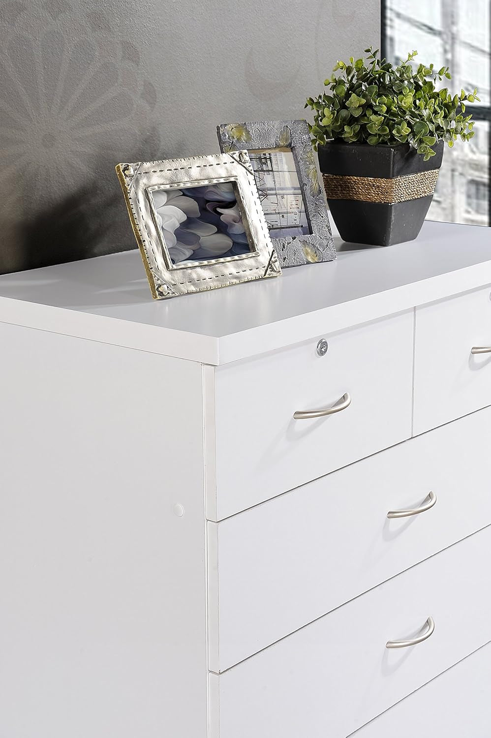 7 Drawer Wood Dresser 31.5 Inch Wide White Bedroom Storage