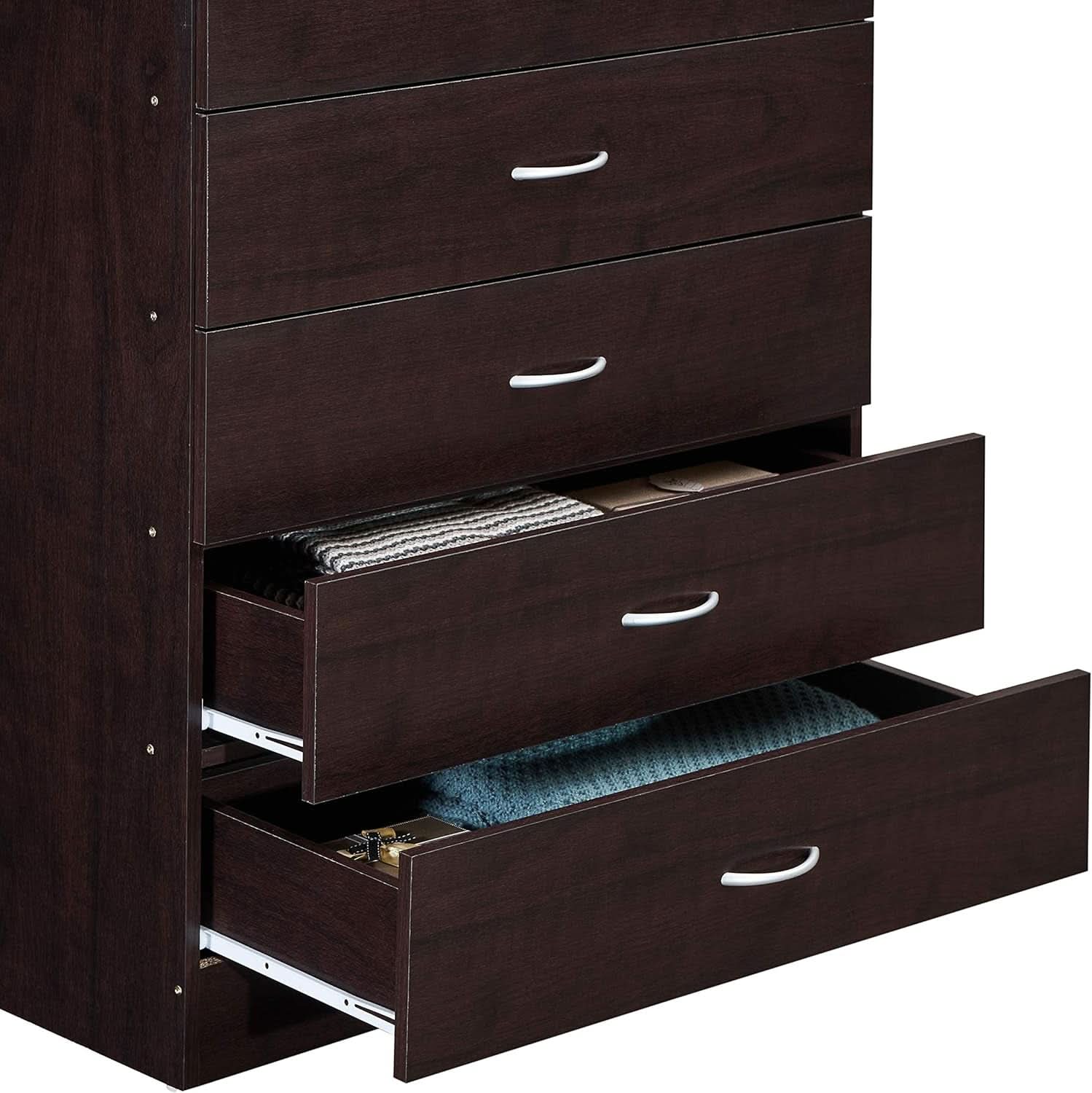 7 Drawer Wood Dresser For Bedroom 31.5 Inch Wide With Top Drawer Locks Chocolate