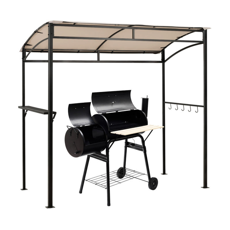 7 Feet Grill Gazebo With Serving Shelf And Storage Hooks