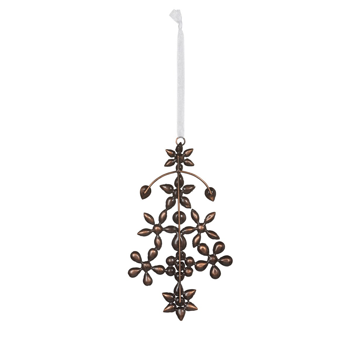 7-Inch Antique Silver Gem Flourish Ornament