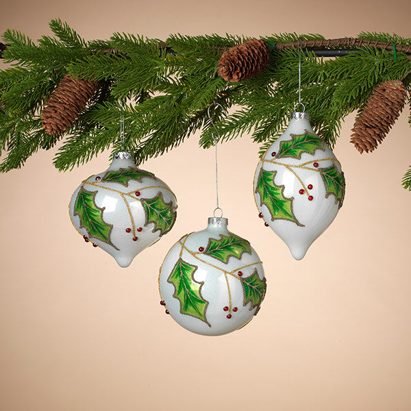 7 Inch Glass Holly Ornament - Onion