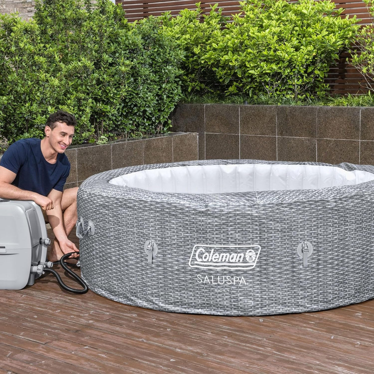 7 Person Inflatable Hot Tub With 180 AirJets System