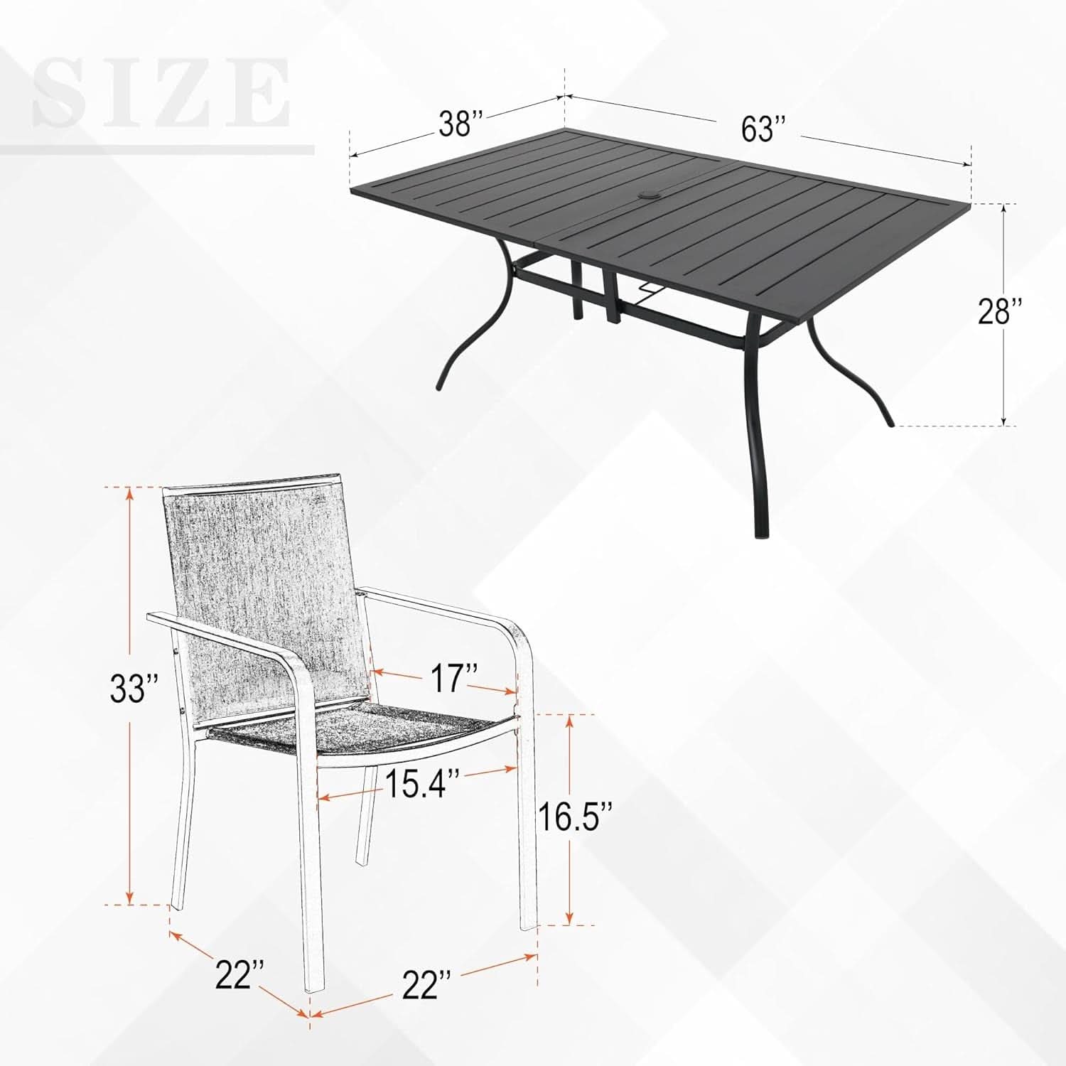 7 Piece Outdoor Dining Set with Stackable Chairs