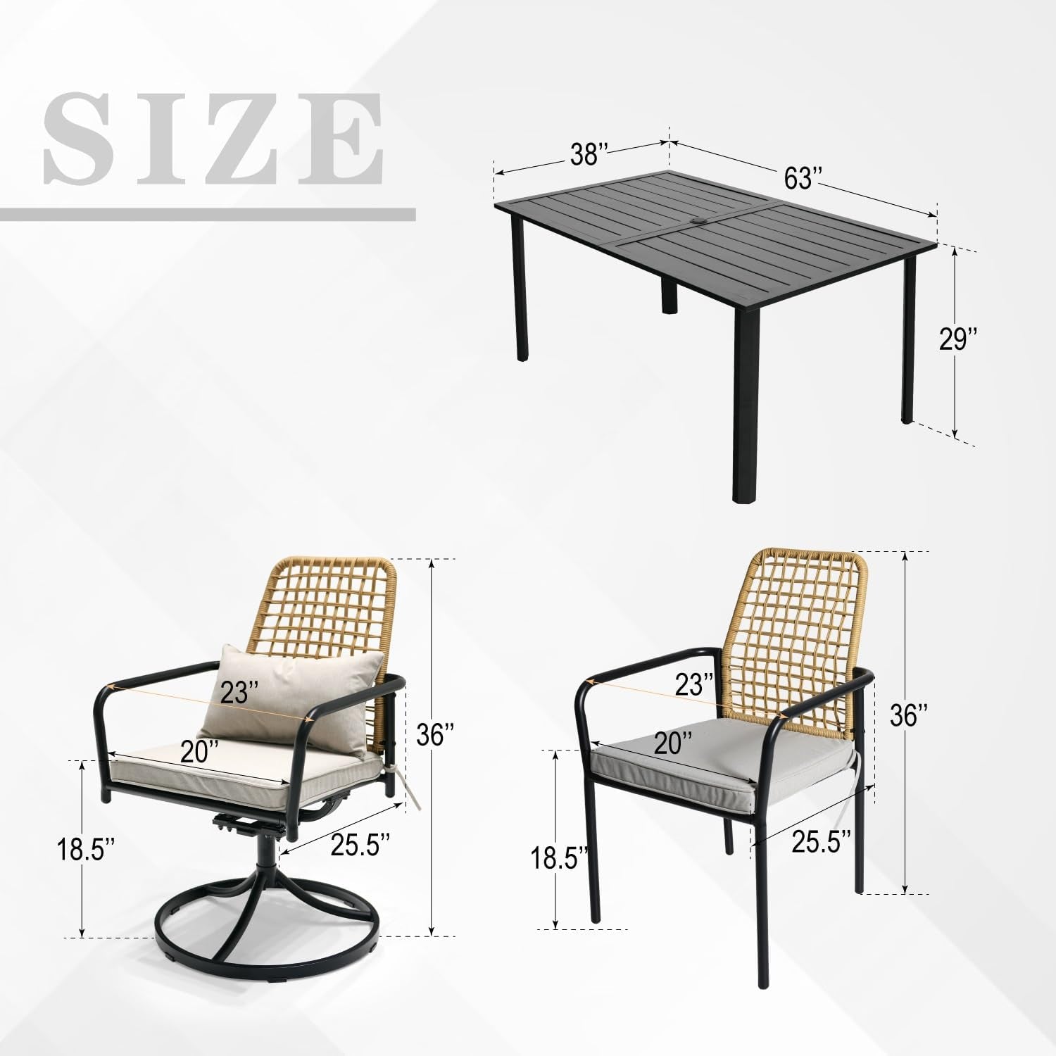 7 Piece Outdoor Dining Set with Wicker Chairs