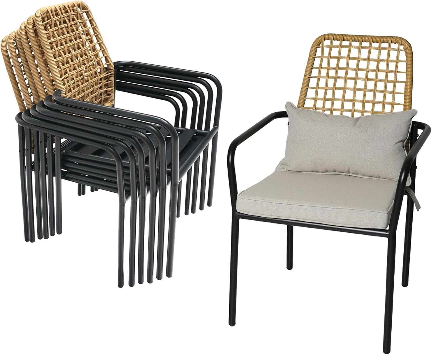 7 Piece Outdoor Dining Set with Wicker Chairs