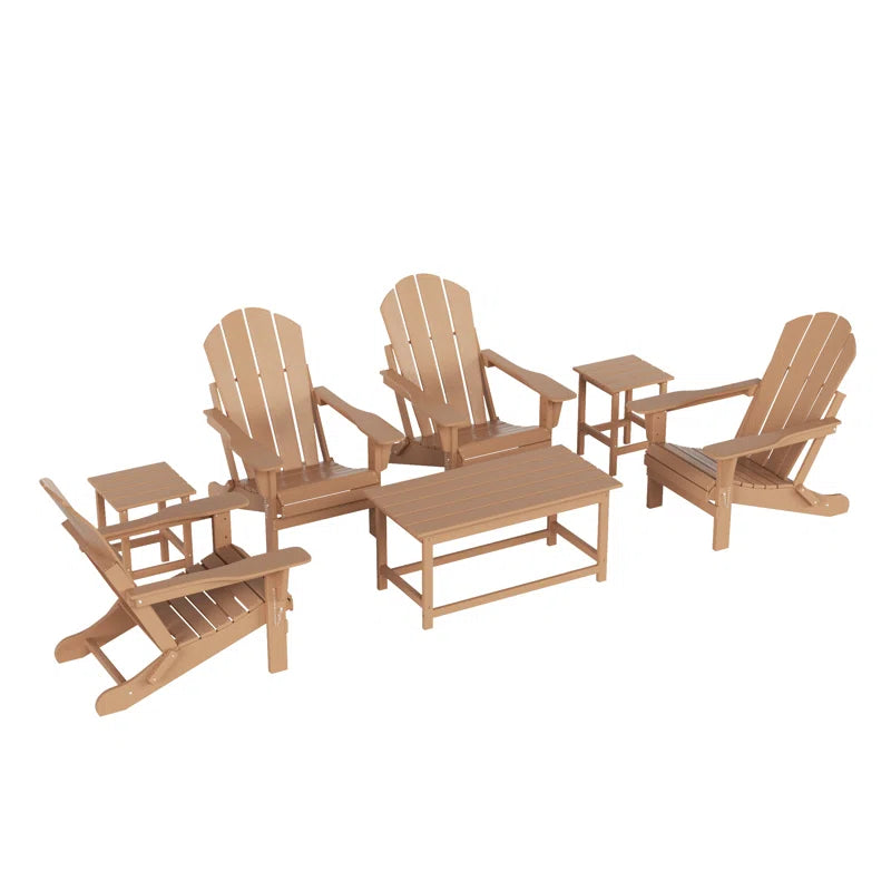 7 Piece Outdoor Patio Adirondack Conversation Set Resin