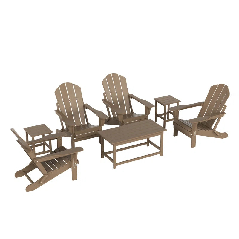 7 Piece Outdoor Patio Adirondack Conversation Set Resin