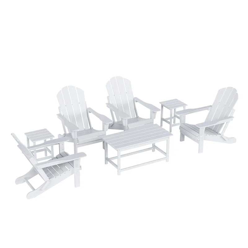 7 Piece Outdoor Patio Adirondack Conversation Set Resin