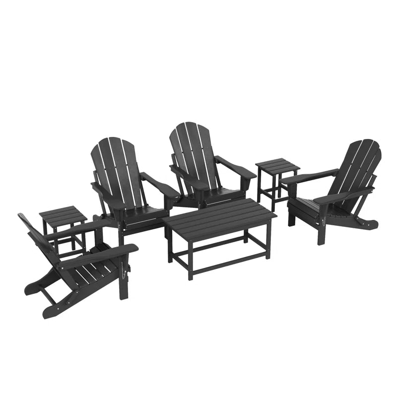 7 Piece Outdoor Patio Adirondack Conversation Set Resin