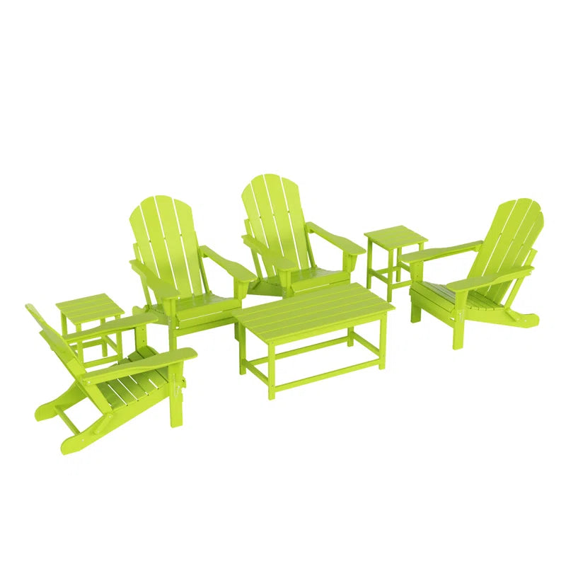 7 Piece Outdoor Patio Adirondack Conversation Set Resin