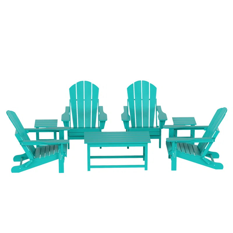 7 Piece Outdoor Patio Adirondack Conversation Set Resin