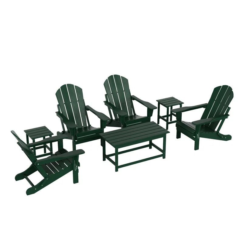 7 Piece Outdoor Patio Adirondack Conversation Set Resin