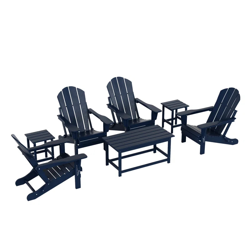 7 Piece Outdoor Patio Adirondack Conversation Set Resin